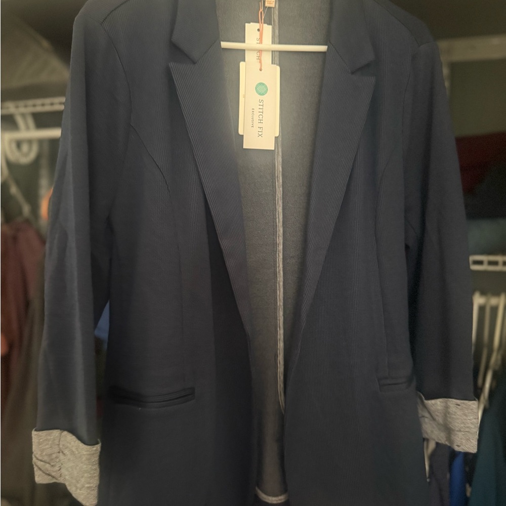 Skies Are Blue Navy Jacket with Gray Accents